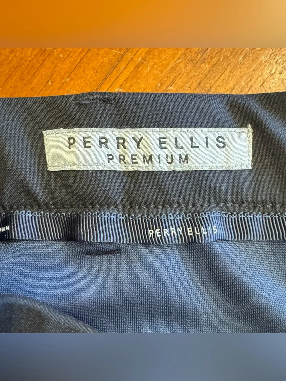 Perry Ellis Premium Mens 42x32 Black Dress Pants Premium Flex Wrinkle Resistant